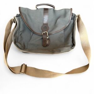 LUCAS Classic Brown and Tan canvas & leather  Men's Massager Bag